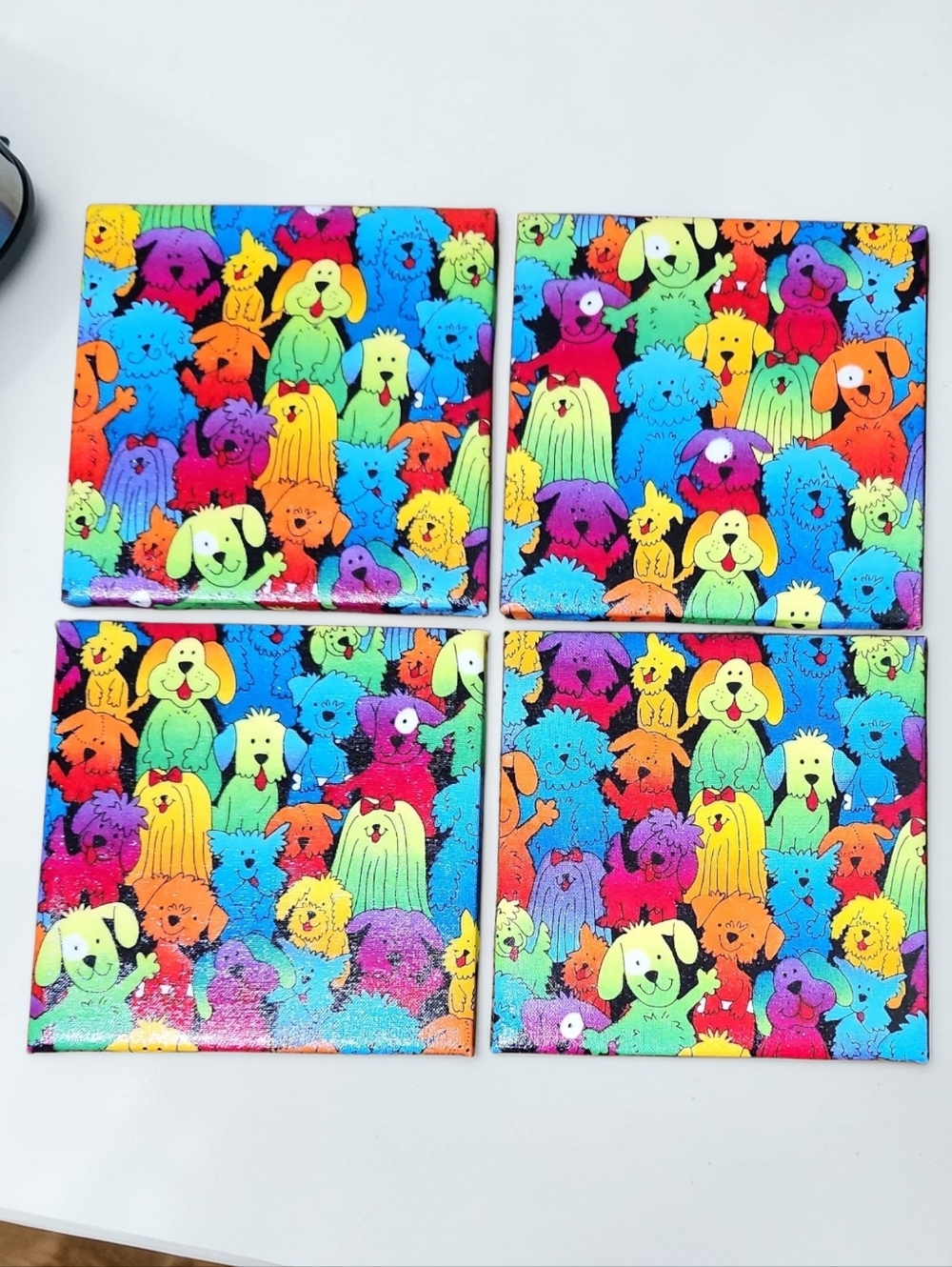 Colorful Dog Coaster Set - Picture 2 of 2